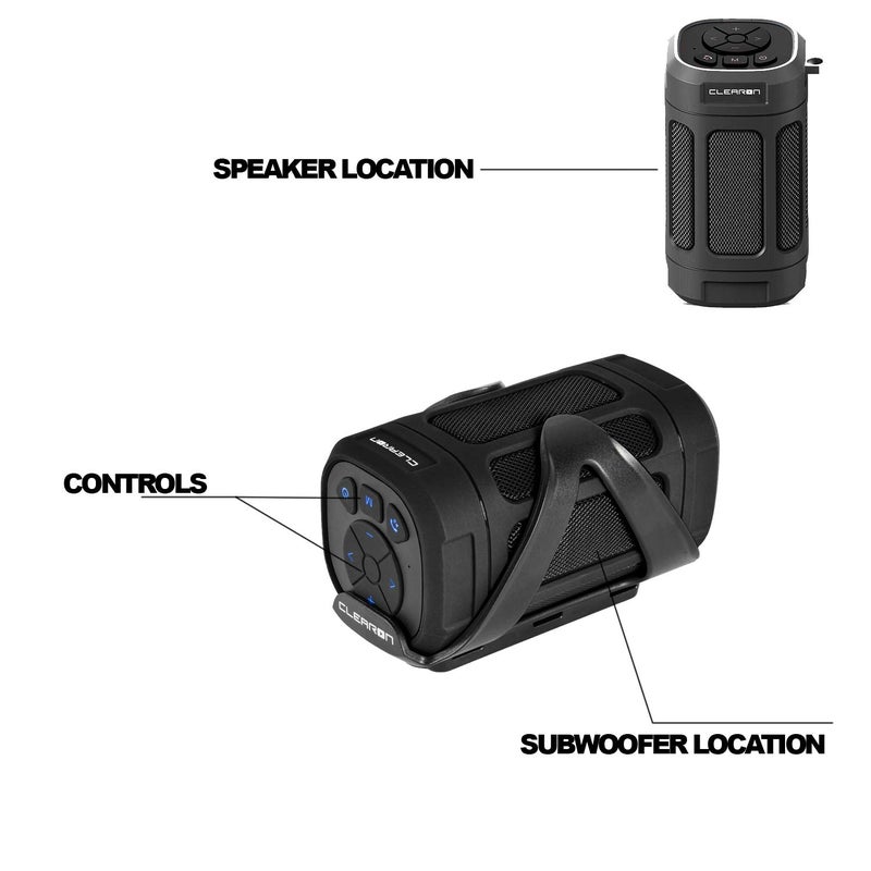 Clearon â€“ Wireless Waterproof Portable Bluetooth 5.0 Speaker with Bike Mount & Remote â€“ Premium Sound Quality & Loud 8W Mini Speaker â€“ 10 Hours of Playtime (Black) - Image 3